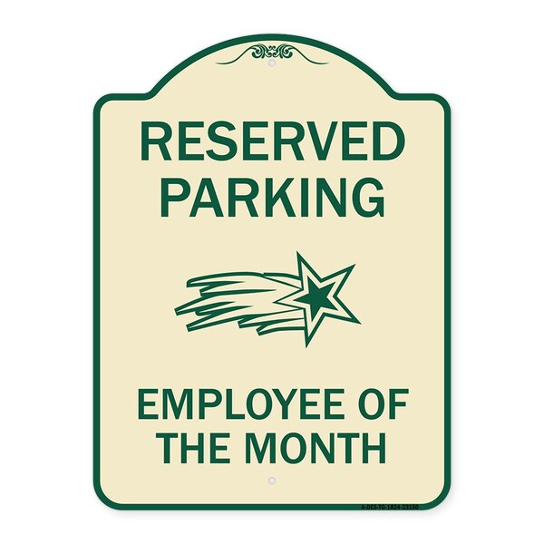 Reserved Parking Employee of Month 1 Heavy-Gauge Aluminum Sign, 24" x 18", TG-1824-23150